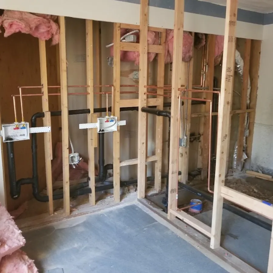 Copper pipe rough-in and plumbing installation in Renton
